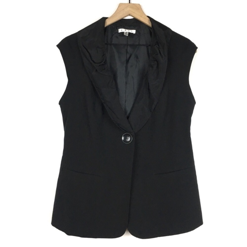 CABI Dinner Vest Style 917 Sleeveless Tuxedo Solid Black Minimalist Classic 6